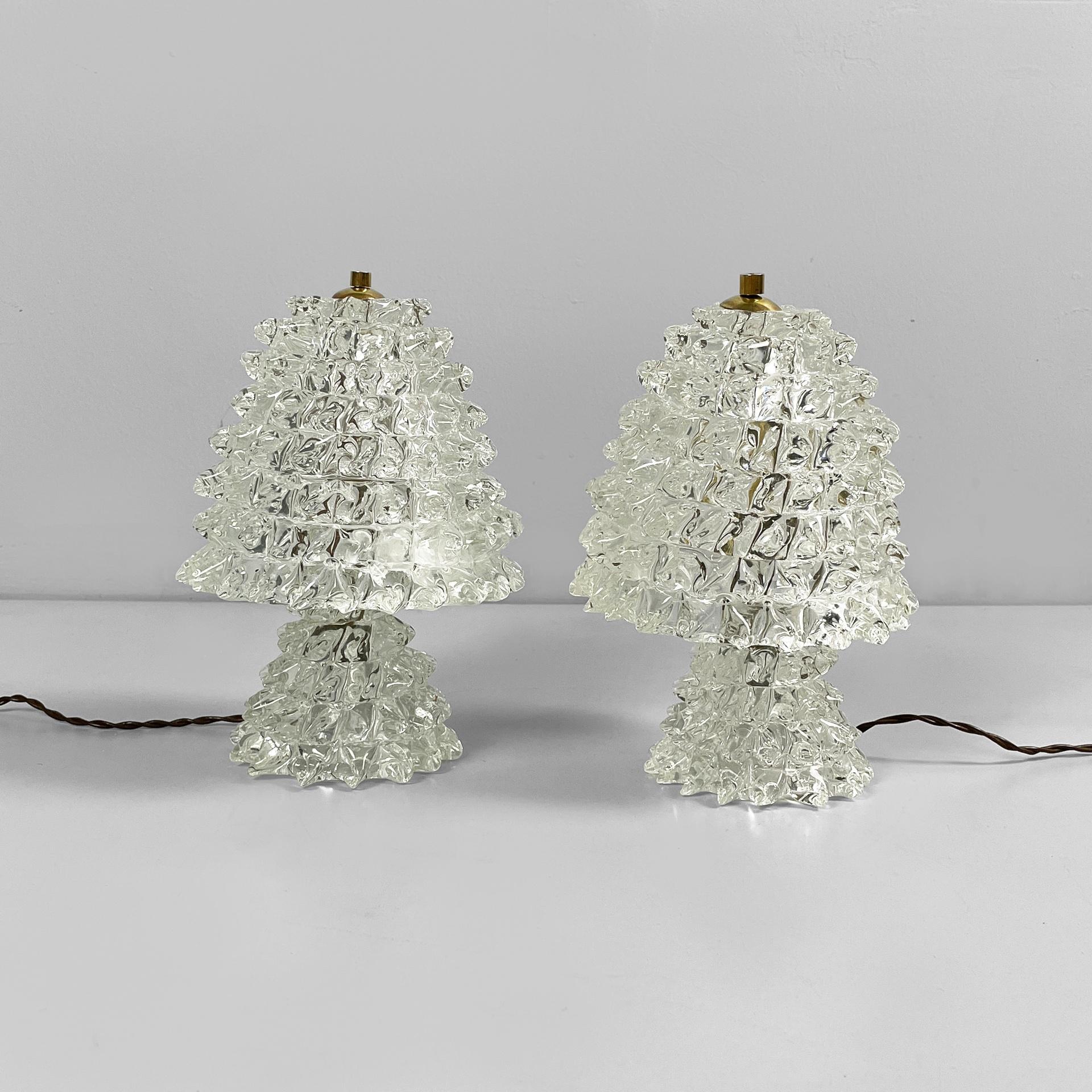 Lámparas de sobremesa modernas italianas de mediados de siglo de Barovier&Toso de cristal rostrato, años 50 Moderno de mediados de siglo en venta