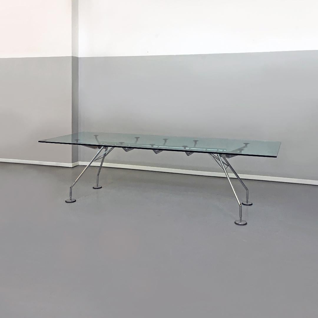 Italian Mid-Century Modern table mod. Nomos by Norman Foster for Tecno, 1970s
Chromed table mod. Nomos with chromed steel structure with support tips and suction cups.
Designed by Norman Foster for Tecno.

Good condition, it has a chip in one