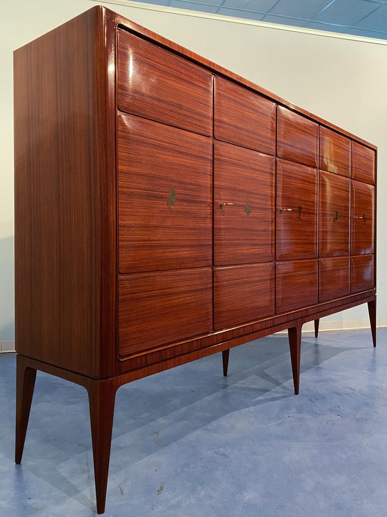 Brass Italian Mid-Century Modern Tall Sideboard Cabinet Designed by Paolo Buffa, 1950 For Sale