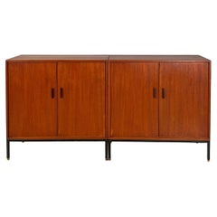 Italian mid-century modern teak and metal details sideboards with shelves, 1960s