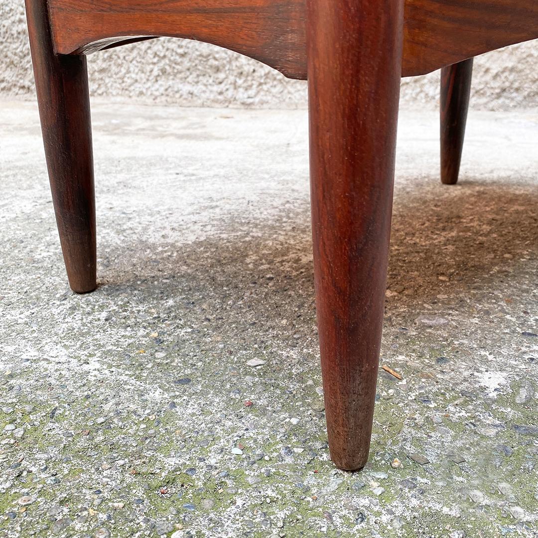 Italian Mid-Century Modern Teak and Yellow Cotton Footrest, 1960s 3