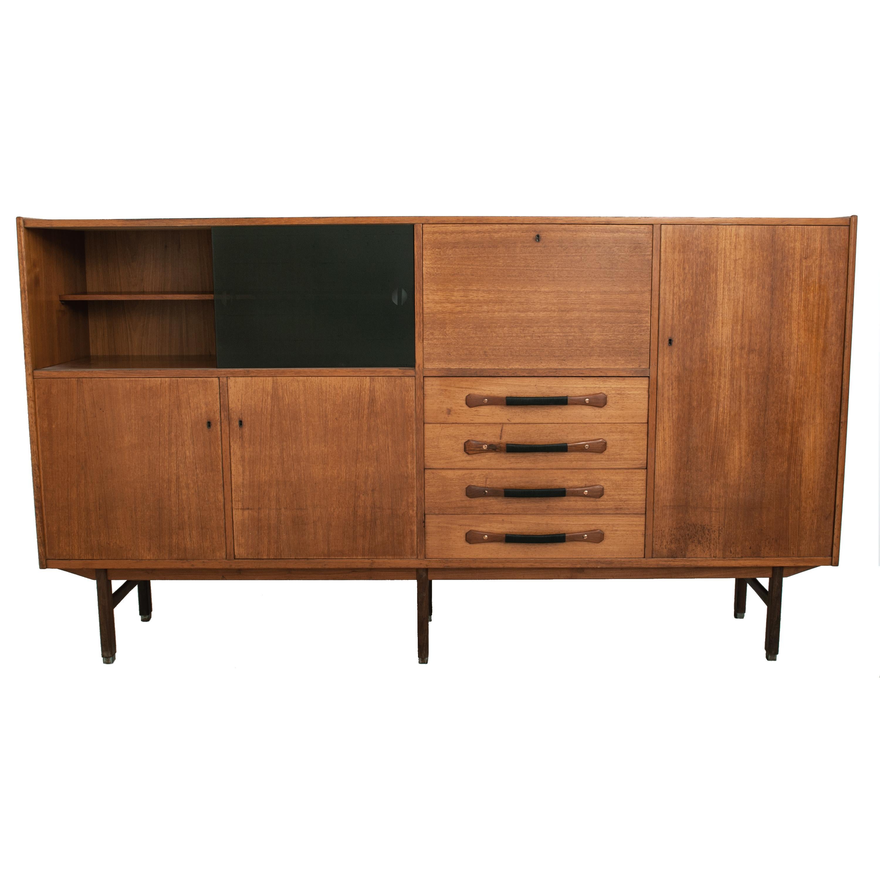 Italian Mid-Century Modern Teak Credenza Sideboard Ilmari Tapiovaara Cantu 1960 2