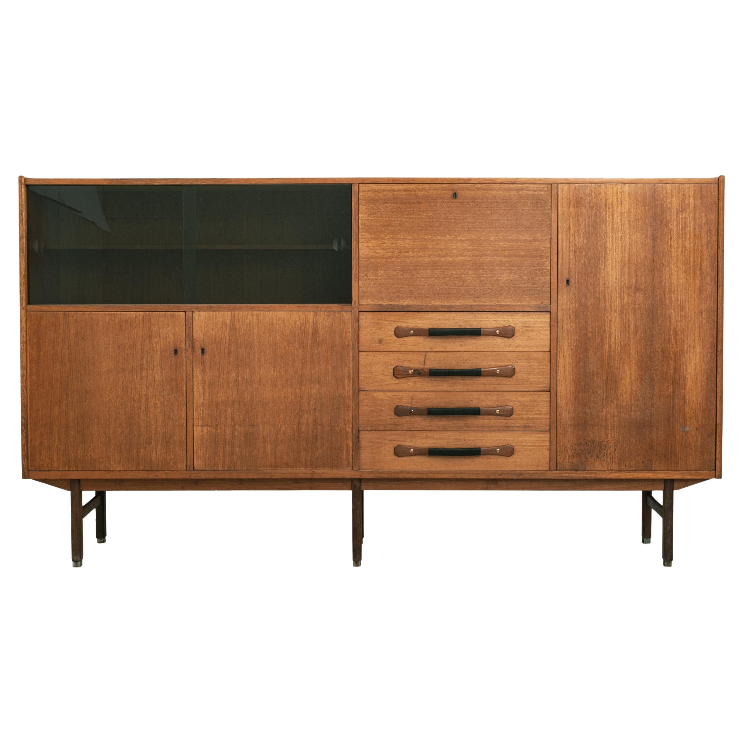 Italian Mid-Century Modern Teak Credenza Sideboard Ilmari Tapiovaara Cantu 1960