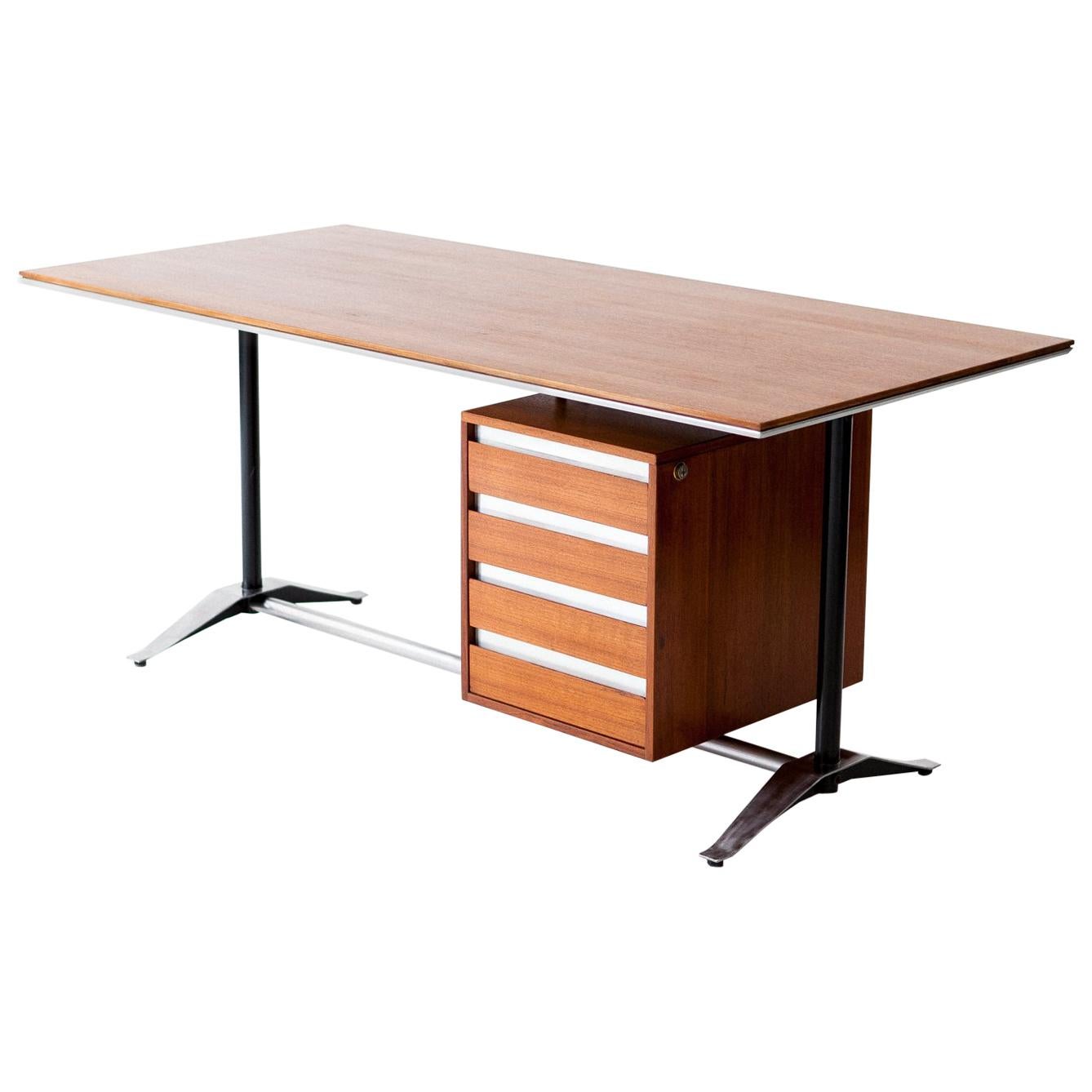 Italian Mid-Century Modern Teak Desk, 1950s