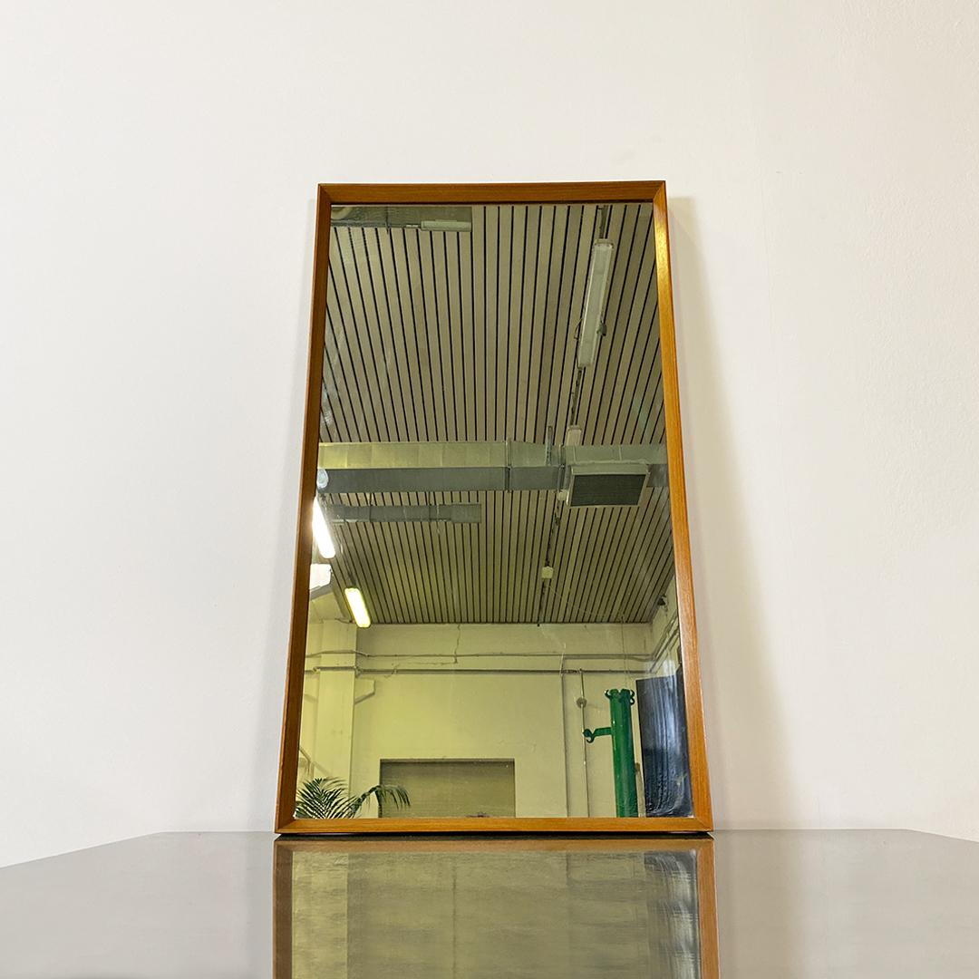Italian Mid-Century Modern Teak Frame with Rectangular Mirror, 1960s In Good Condition In MIlano, IT