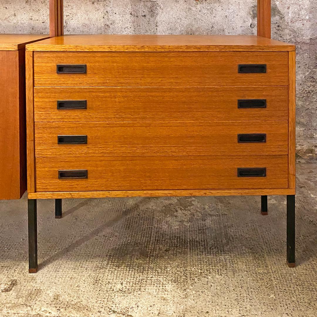 Italian Mid-Century Modern Teak Self-Supporting Bookcase with Cabinet, 1960s In Good Condition In MIlano, IT