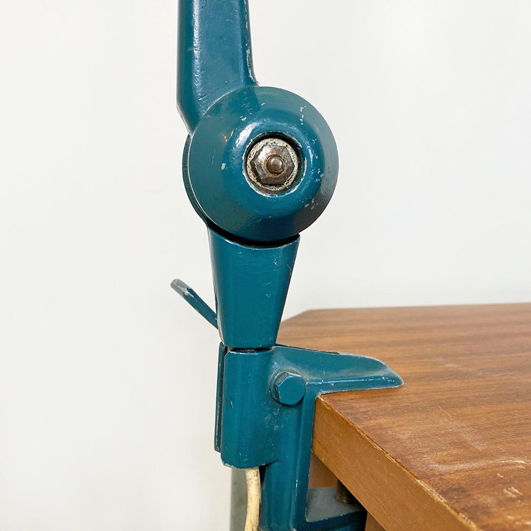 Italian Mid-Century Modern Teal Colored Metal Aure Clamp Lamp by Stilnovo, 1960s For Sale 7