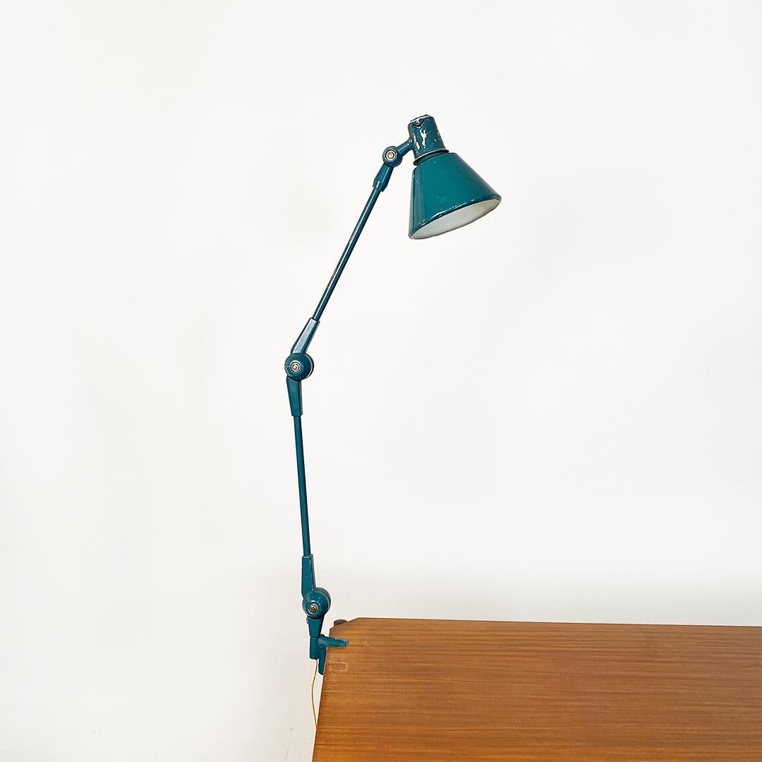 Italian Mid-Century Modern Teal Colored Metal Aure Clamp Lamp by Stilnovo, 1960s In Good Condition For Sale In MIlano, IT