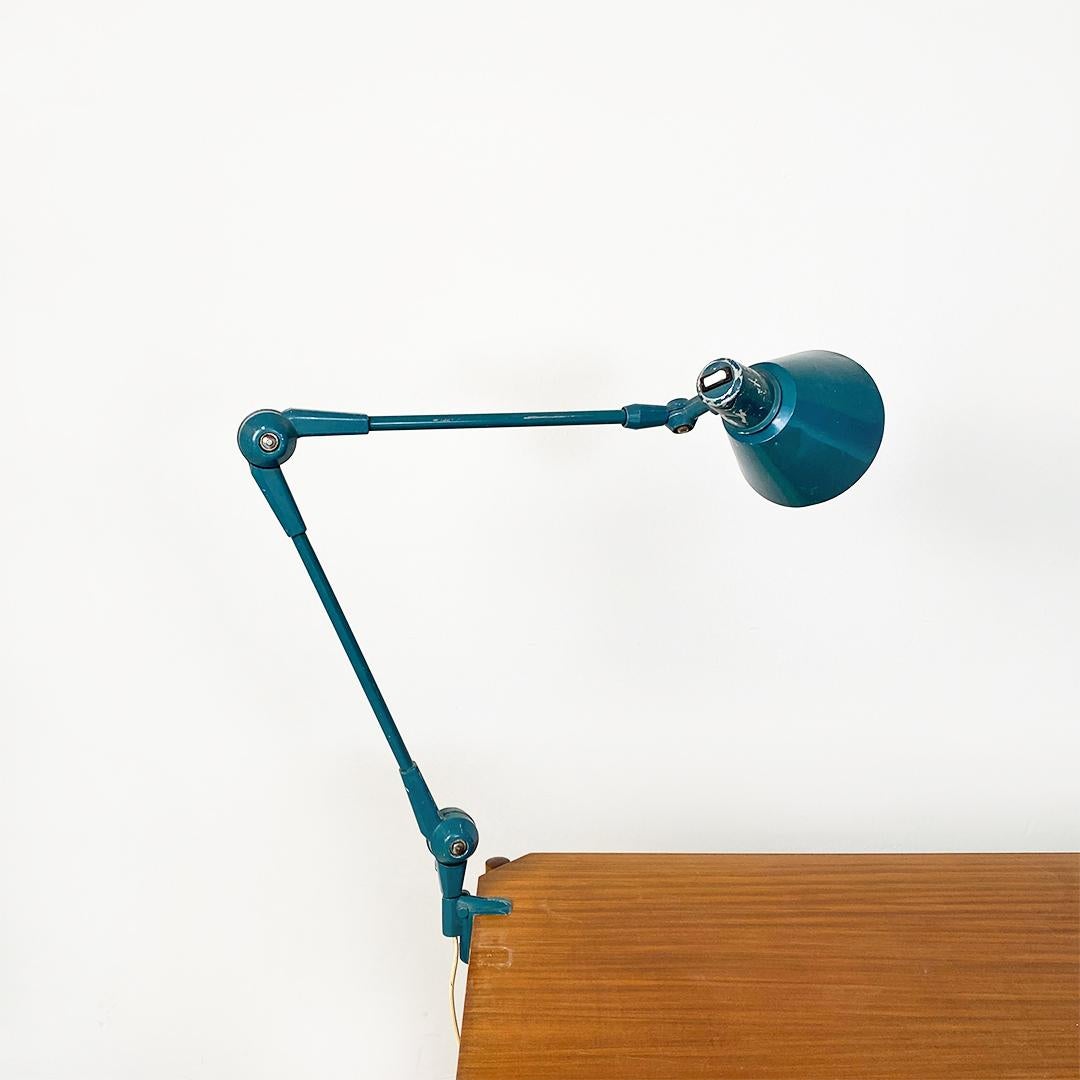 Mid-20th Century Italian Mid-Century Modern Teal Colored Metal Aure Clamp Lamp by Stilnovo, 1960s For Sale