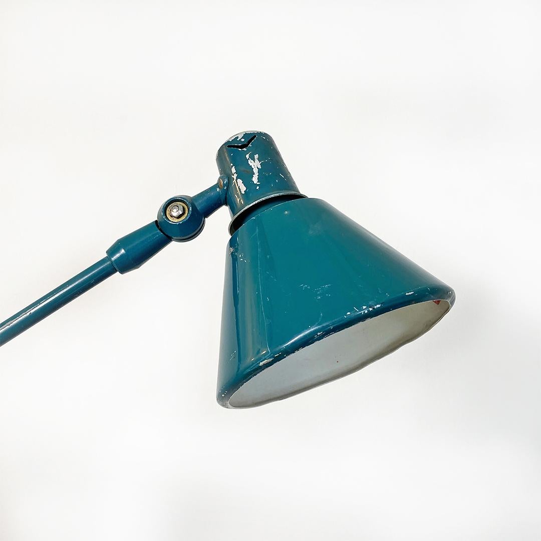 Italian Mid-Century Modern Teal Colored Metal Aure Clamp Lamp by Stilnovo, 1960s For Sale 3