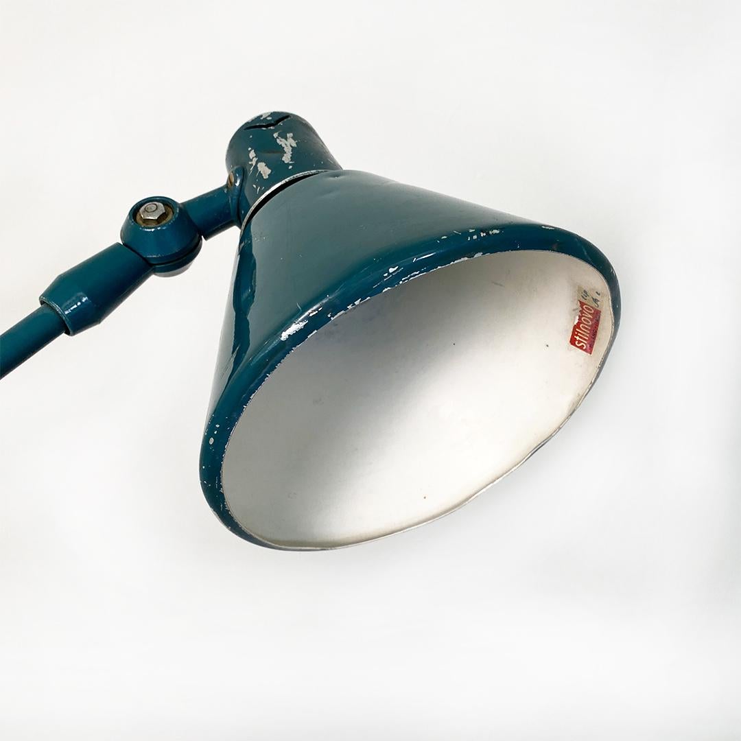 Italian Mid-Century Modern Teal Colored Metal Aure Clamp Lamp by Stilnovo, 1960s For Sale 4