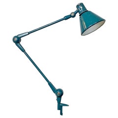 Lampada a morsetto Aure in metallo color verde acqua di Stilnovo, anni '60.