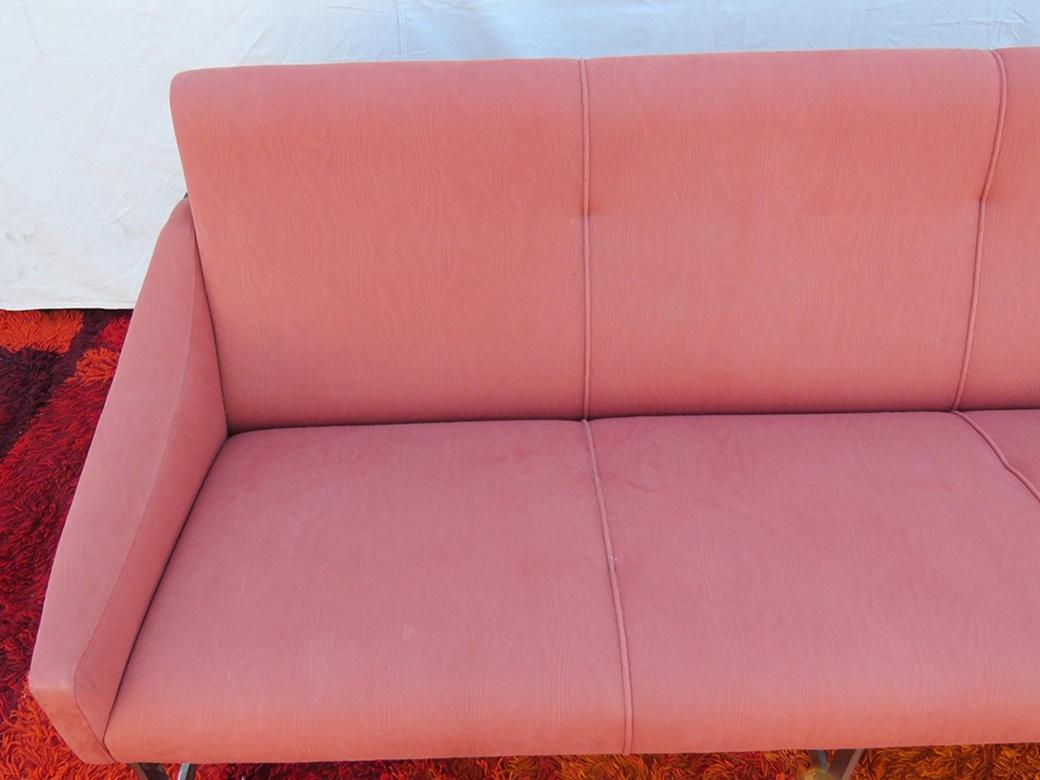 Italian Mid-Century Modern rosewood and steel techno sofa.