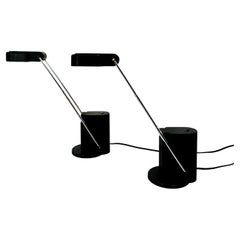 Italian Mid-Century Modern Telescopic Black Plastic Lamps, 1980s