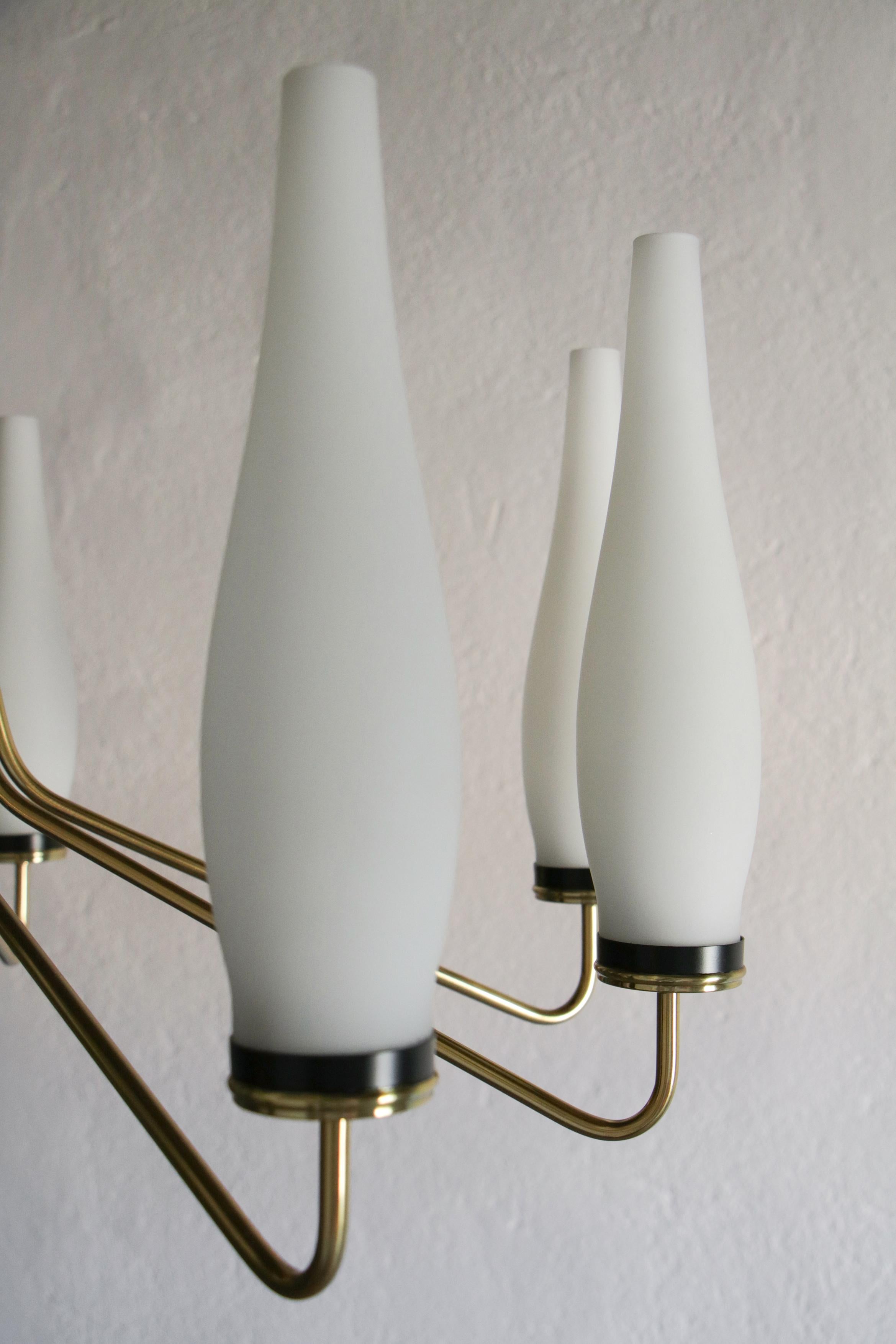 Italian Mid-Century Modern Ten Lights Chandelier Attributer to Stilnovo, 1950s For Sale 8