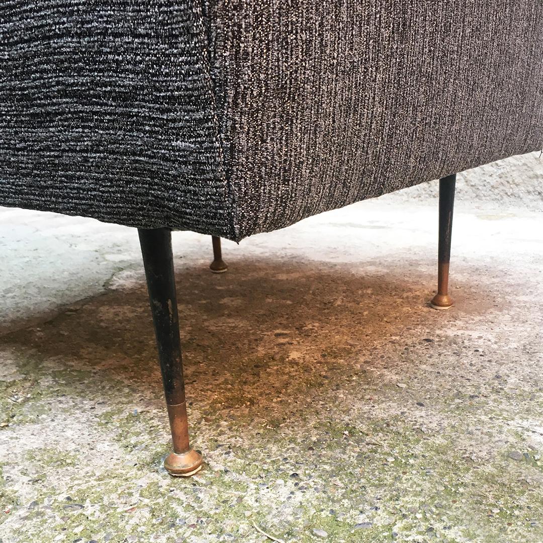 Italian Mid-Century Modern Textured Gray Fabric and Metal Armchair, 1960s 6