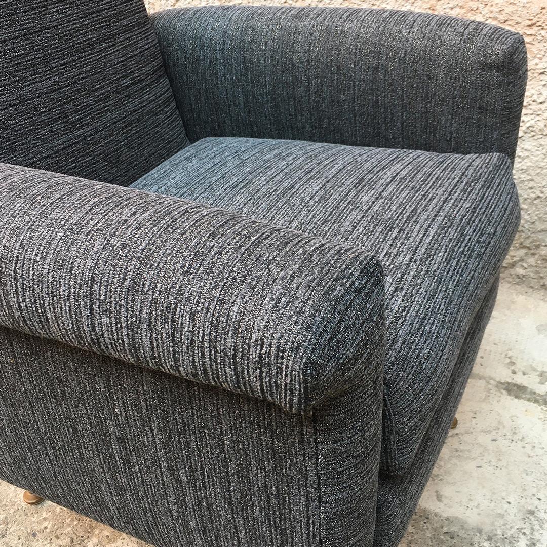 Italian Mid-Century Modern Textured Gray Fabric and Metal Armchair, 1960s 3