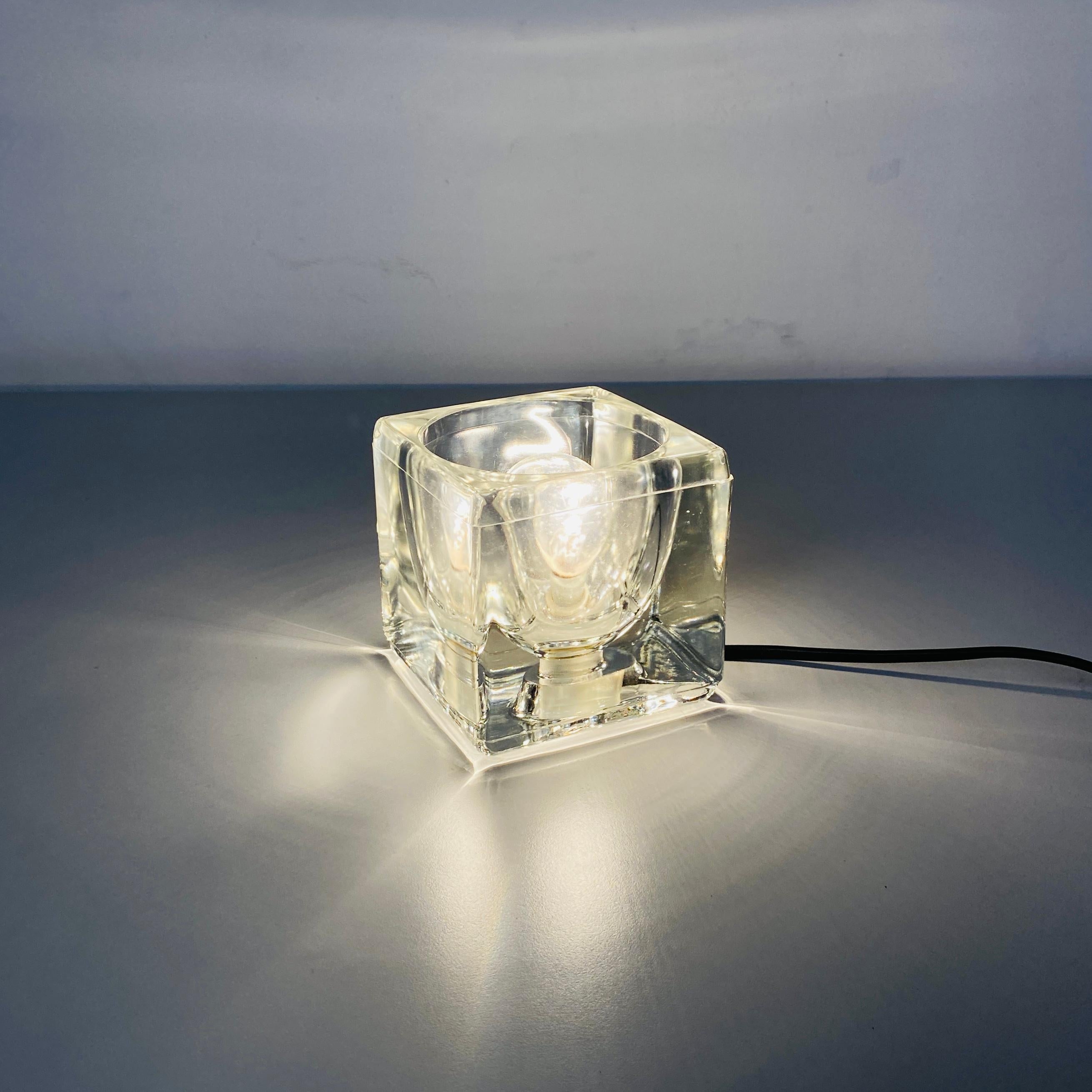 Italian Mid-Century Modern Thick Transparent Glass Bedside Lamps, 1980s 7