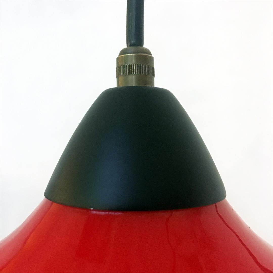 Italian Mid-Century Modern Three-Light Chandelier with Colored Glass, 1950s In Good Condition For Sale In MIlano, IT