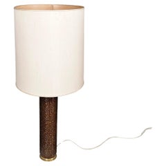 Vintage Italian mid-century modern Three-light table lamp in brass and white fabric 1940