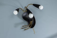 Italienische Wandlampe mit drei Leuchten, Stilnovo-Stil, um 1960, Mitte des Jahrhunderts