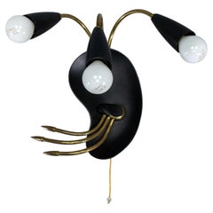 Italienische Wandlampe mit drei Leuchten, Stilnovo-Stil, um 1960, Mitte des Jahrhunderts