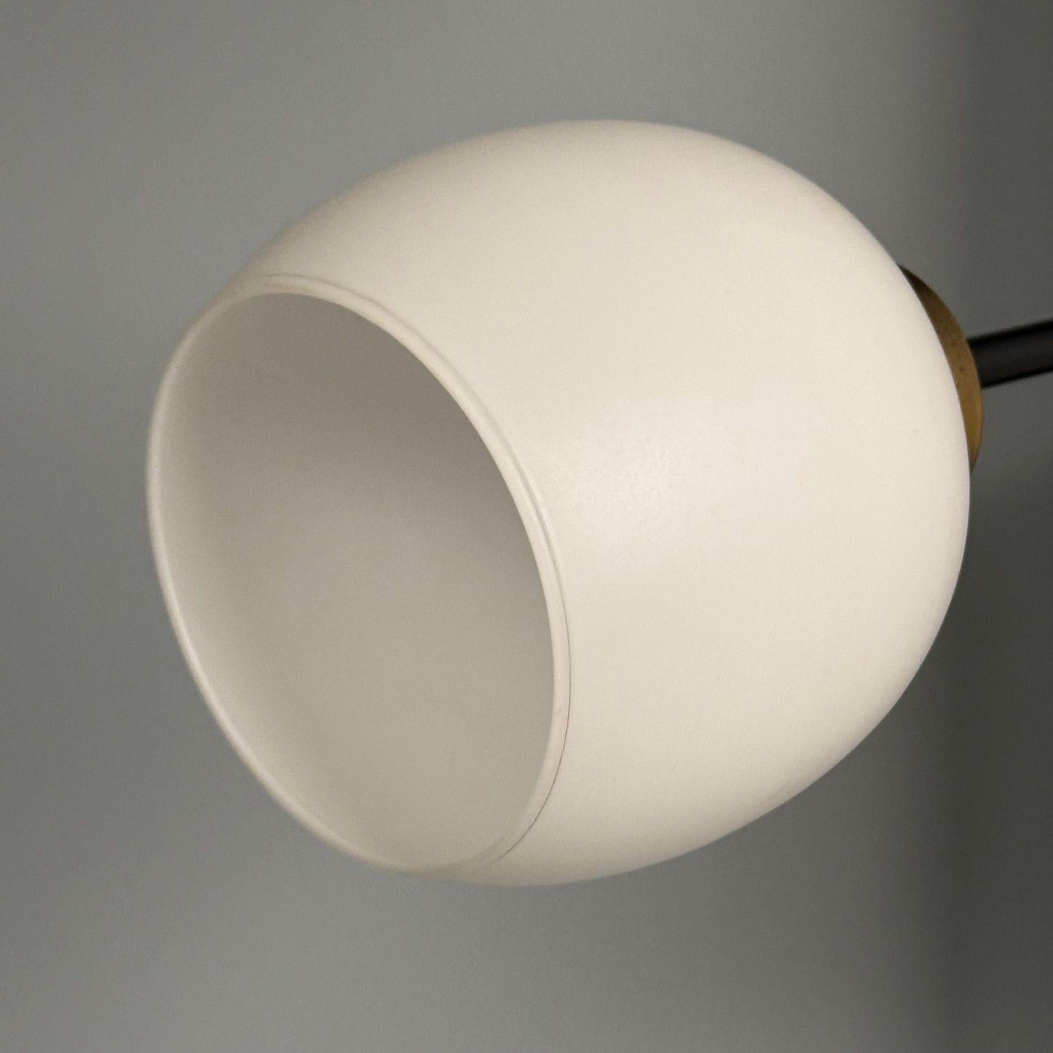Italian Mid-Century Modern, Three Light Wall Sconce, Painted Metal, Glass, 1950s For Sale 6