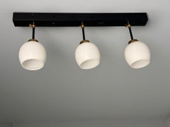 Italian Mid-Century Modern, Three Light Wall Sconce, Painted Metal, Glass, 1950s