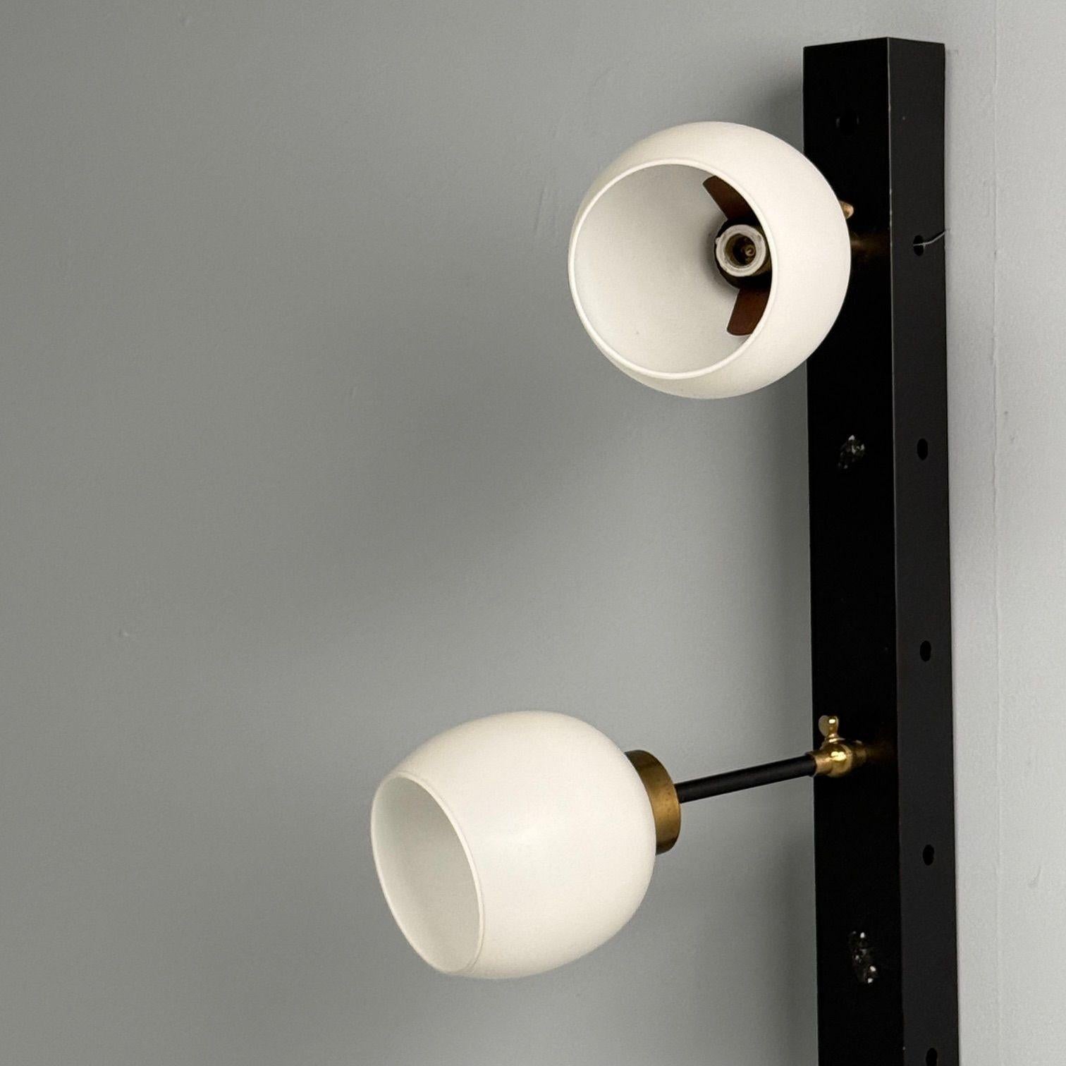 Italian Mid-Century Modern, Three Light Wall Sconce, Painted Metal, Glass, 1950s For Sale 1