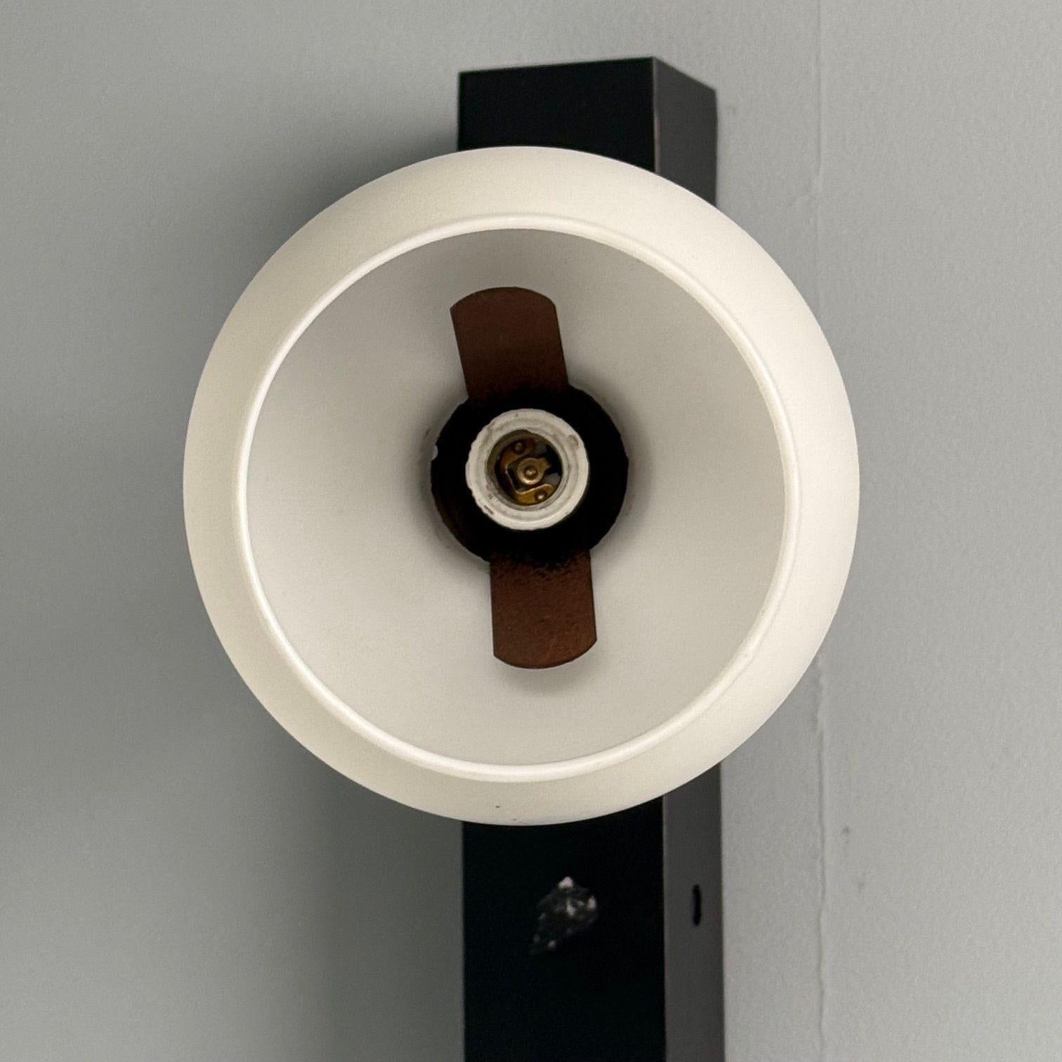 Italian Mid-Century Modern, Three Light Wall Sconce, Painted Metal, Glass, 1950s For Sale 4