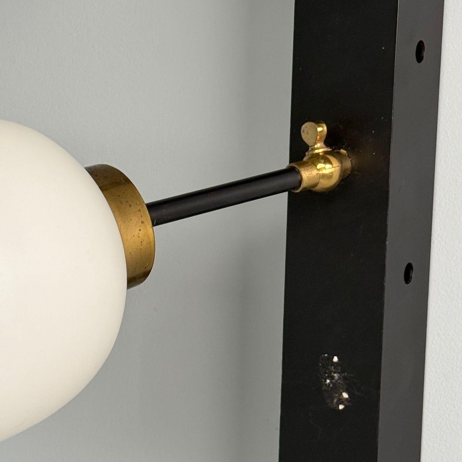 Italian Mid-Century Modern, Three Light Wall Sconce, Painted Metal, Glass, 1950s For Sale 5