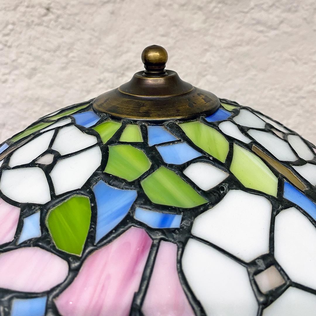 Italian Mid-Century Modern Tiffany Table Lamp with Liberty Colored Glass, 1960s 2