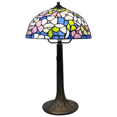 Vintage Italian Mid-Century Modern Tiffany Table Lamp with Liberty Colored Glass, 1960s