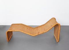 Chaise longue in rattan Tito Agnoli di Bonacina, 1960