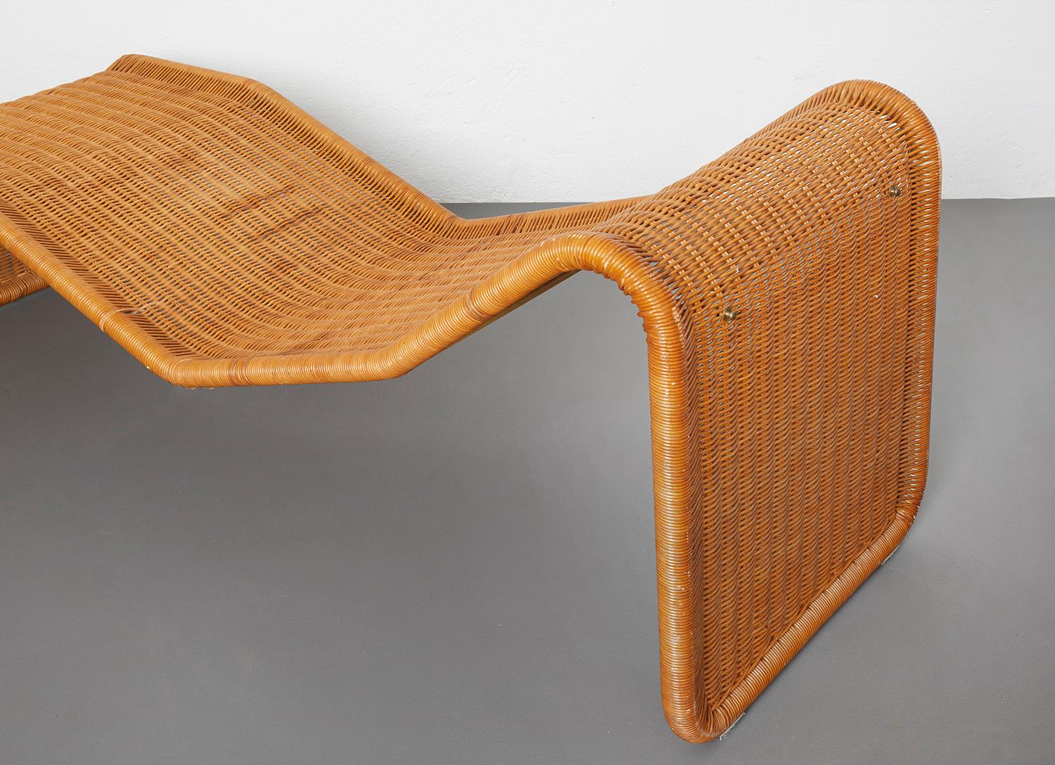 Chaise longue italienne moderne du milieu du siècle dernier Tito Agnoli en rotin par Bonacina, 1960 Bon état - En vente à Renens, CH