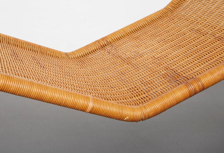 Chaise longue italienne en osier Tito Agnoli, moderne du milieu du
