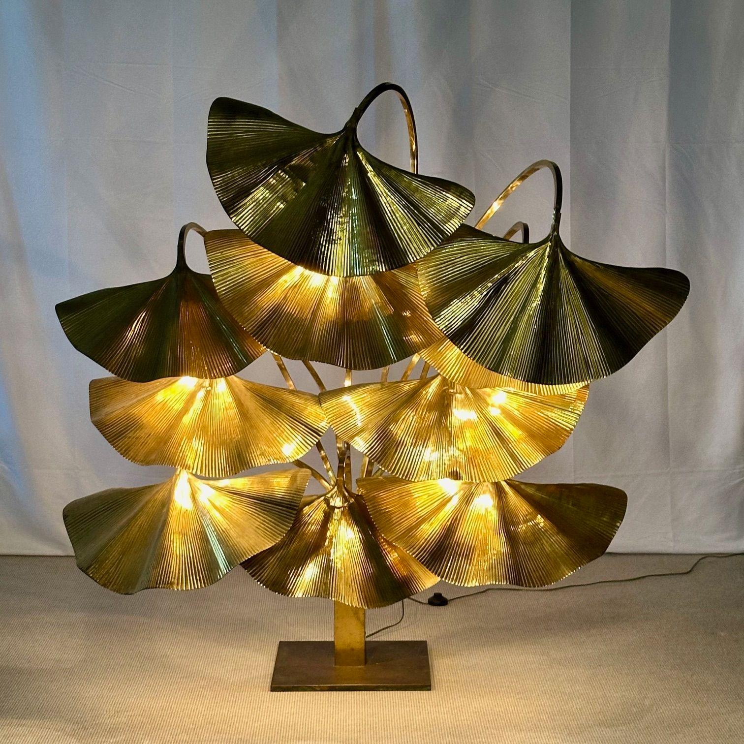 Tommaso Barbi, Bottega Gadda, Mid-Century Modern Ginkgo Floor Lamp, Brass, 1970s For Sale 1