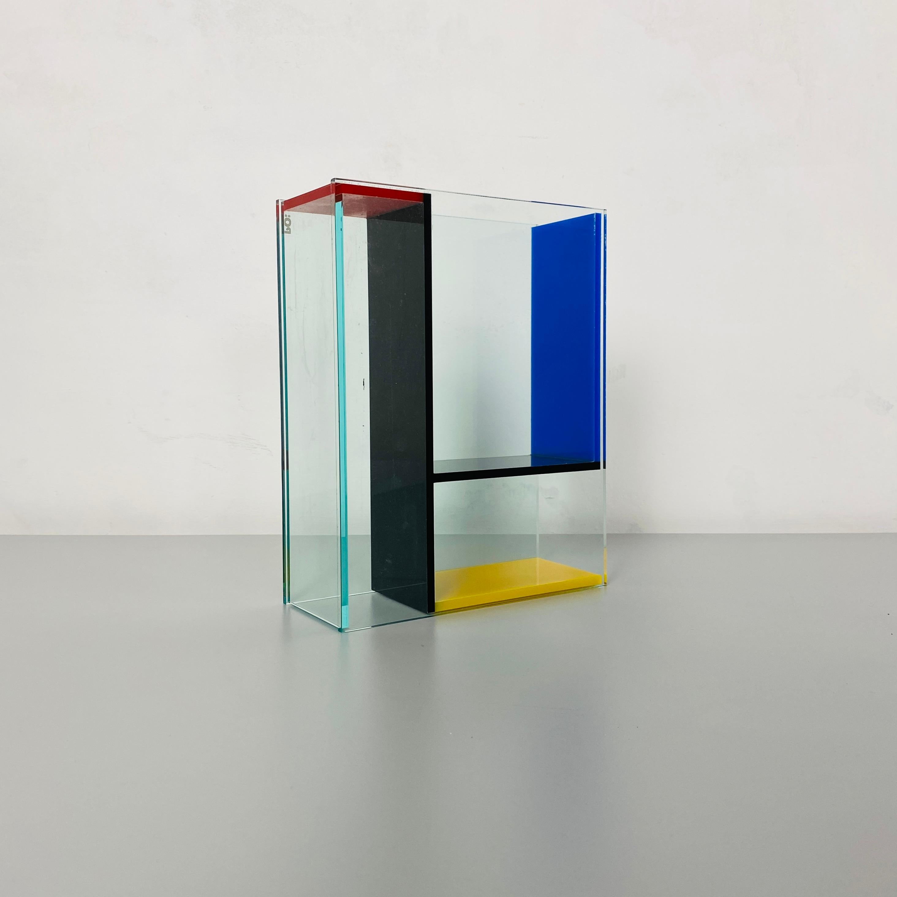 Italian Mid-Century Modern Transparent and Colored Plexiglass Vase by PO, 1980s 1