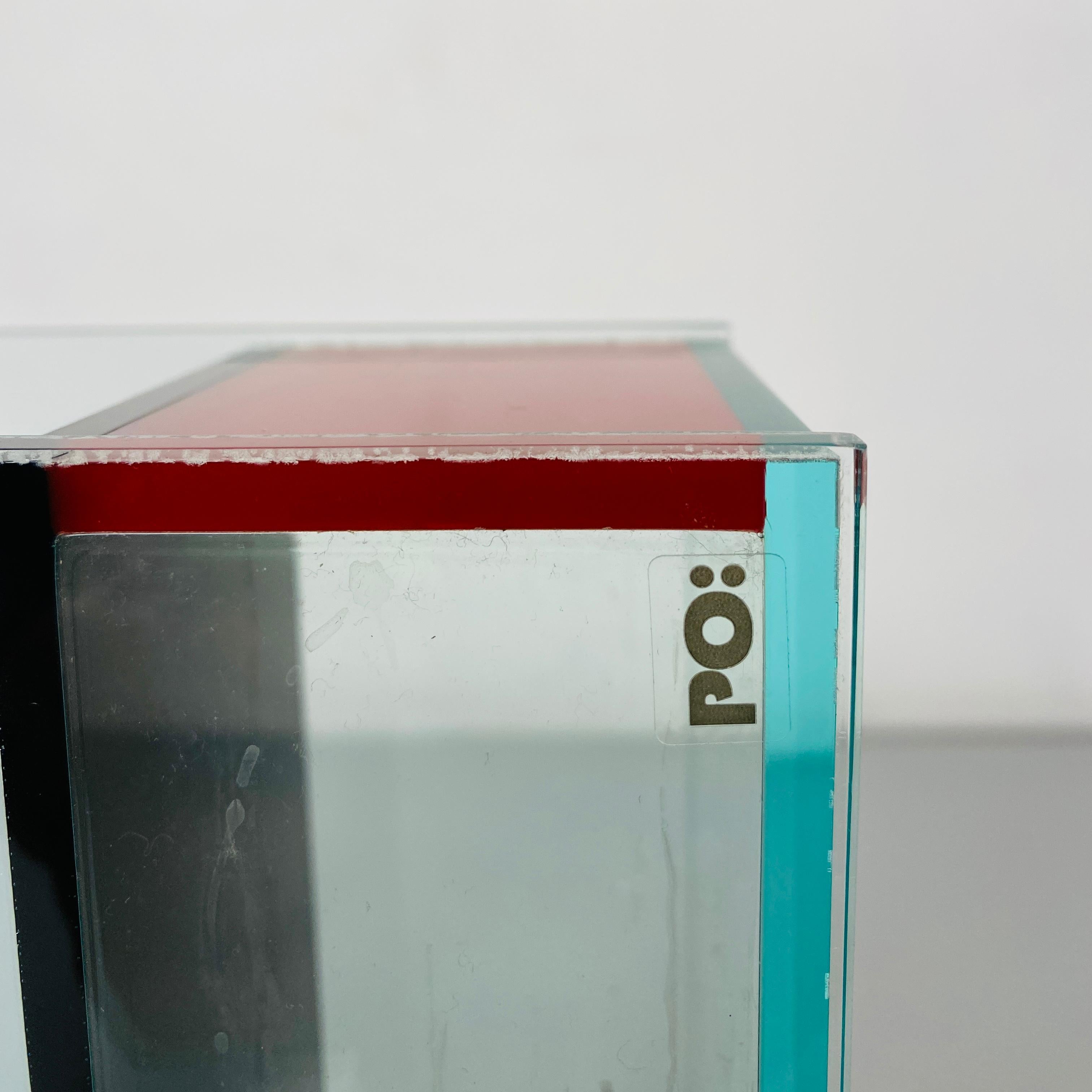 Italian Mid-Century Modern Transparent and Colored Plexiglass Vase by PO, 1980s 5