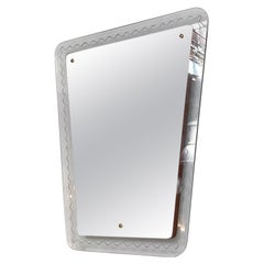 Italian Mid-Century Modern Trapezoidal Mirror with Transparent Glass Frame, 1950s