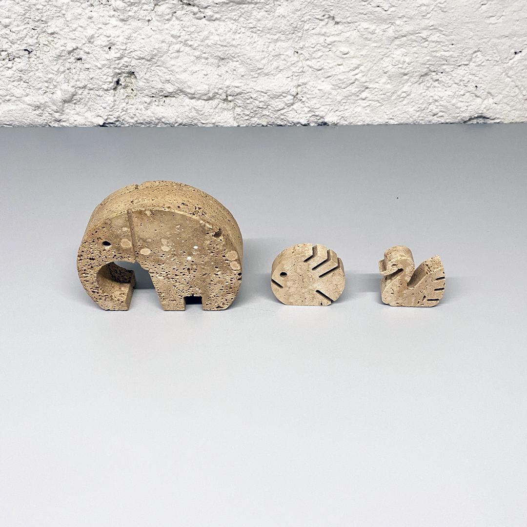 Late 20th Century Italian Mid-Century Modern Travertine Animals by Mannelli Brothers, 1970s