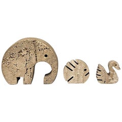 Italian Mid-Century Modern Travertine Animals by Mannelli Brothers, 1970s