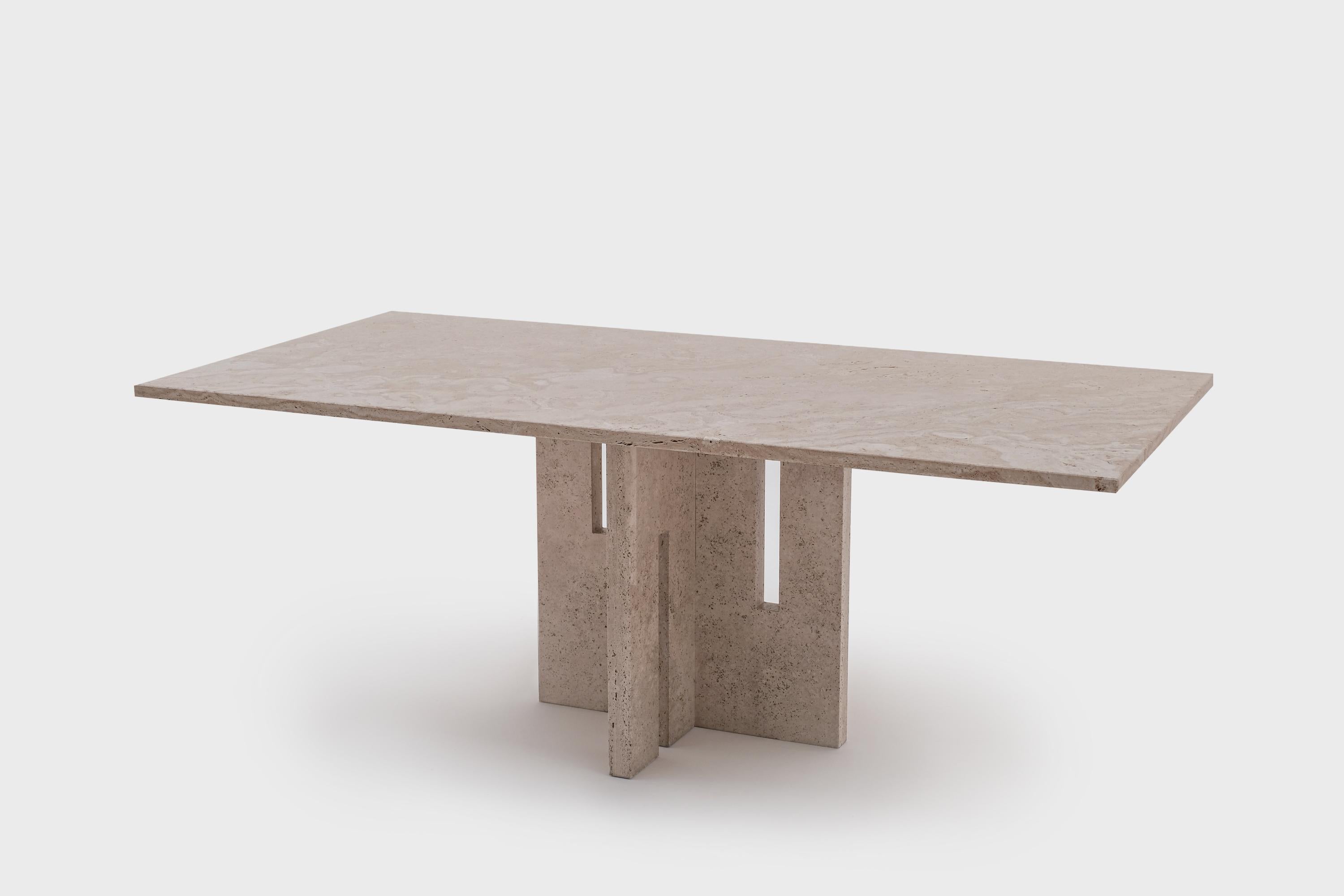 Late 20th Century Italian Mid-Century Modern Travertine Dining Table in the Style of Carlo Scarpa