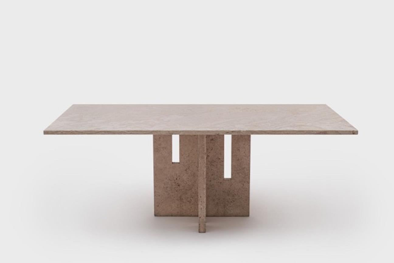 Italian Mid-Century Modern Travertine Dining Table in the Style of Carlo Scarpa 1