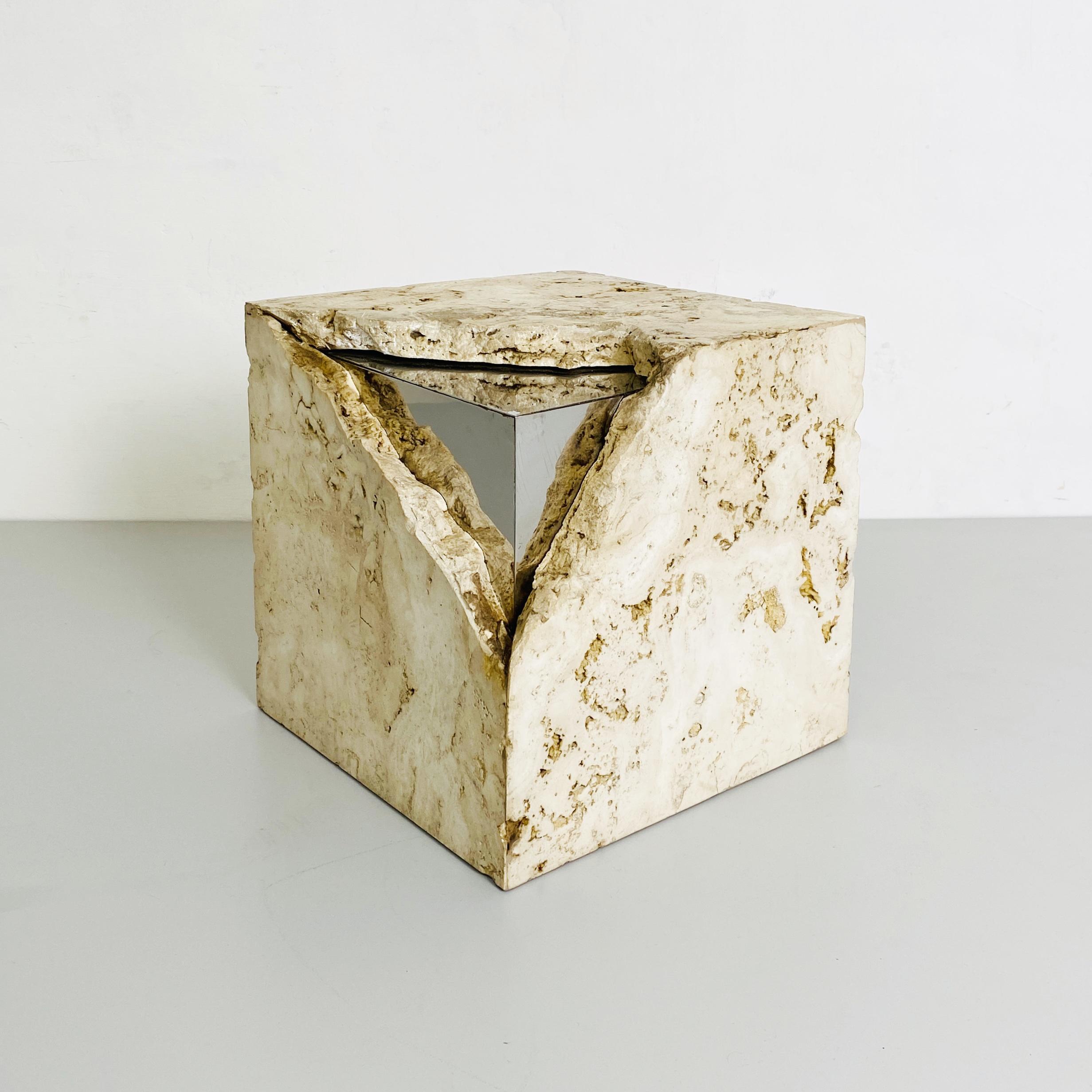 Italian Mid-Century Modern Travertine Sculpture by Pacini, 2000s In Good Condition For Sale In MIlano, IT