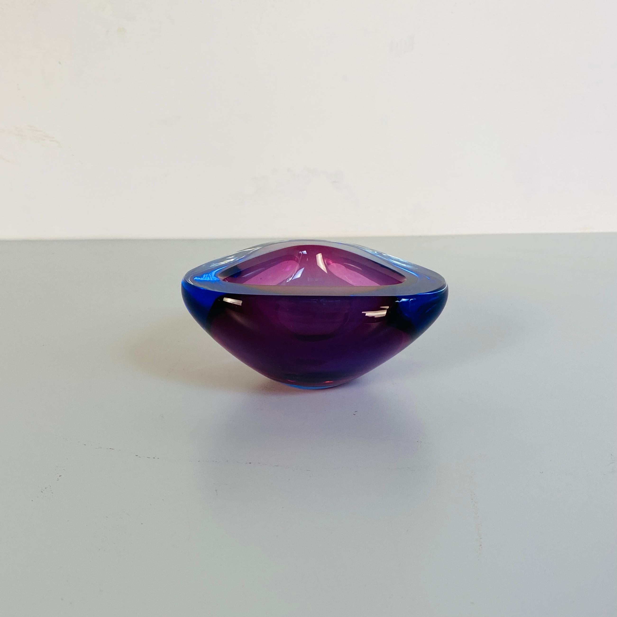 Late 20th Century Italian Mid-Century Modern Triangular Purple Murano Glass, Sommersi Series, 1970