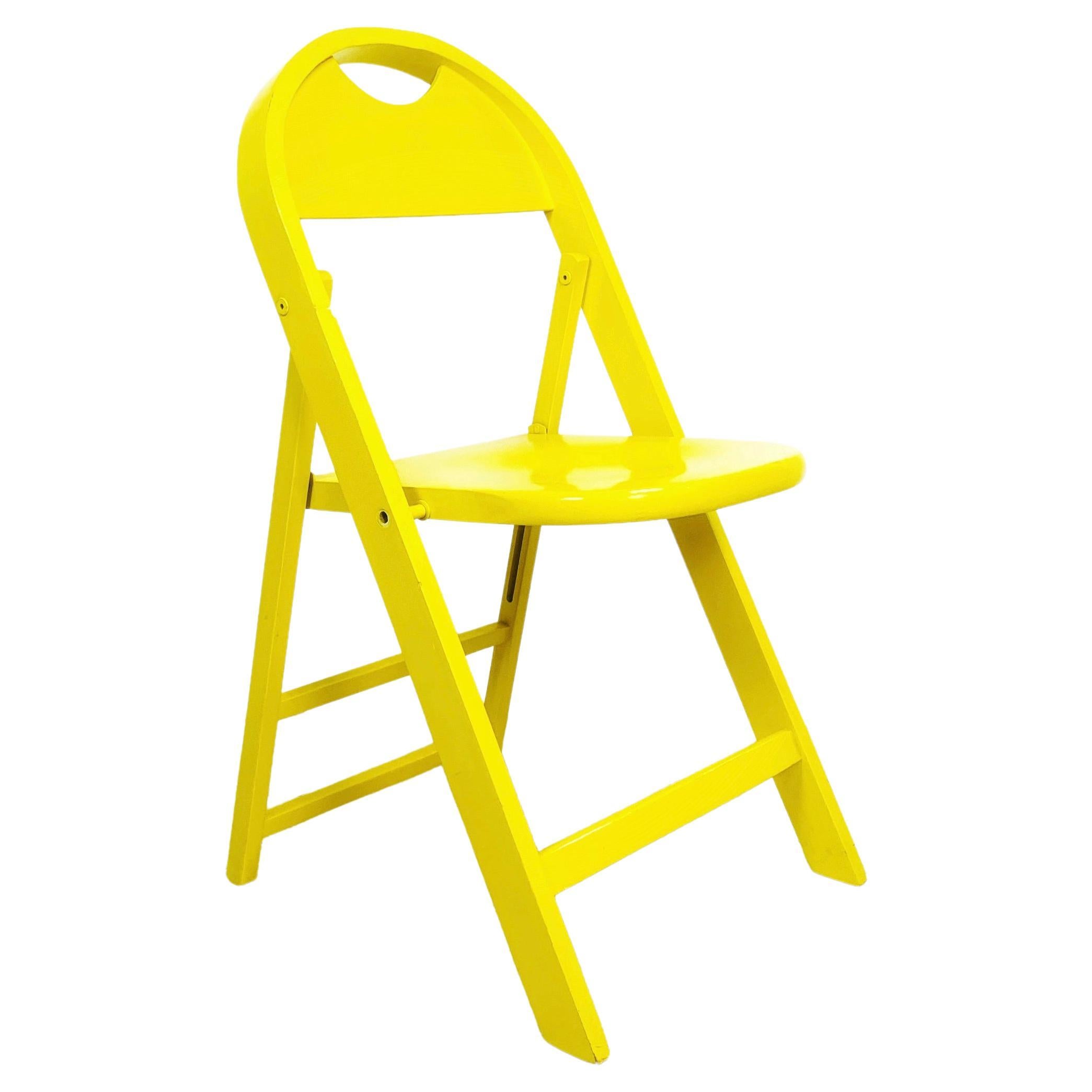 Italian Mid-Century Modern Tric Yellow Folding Chair by A. Castiglioni, 1970s