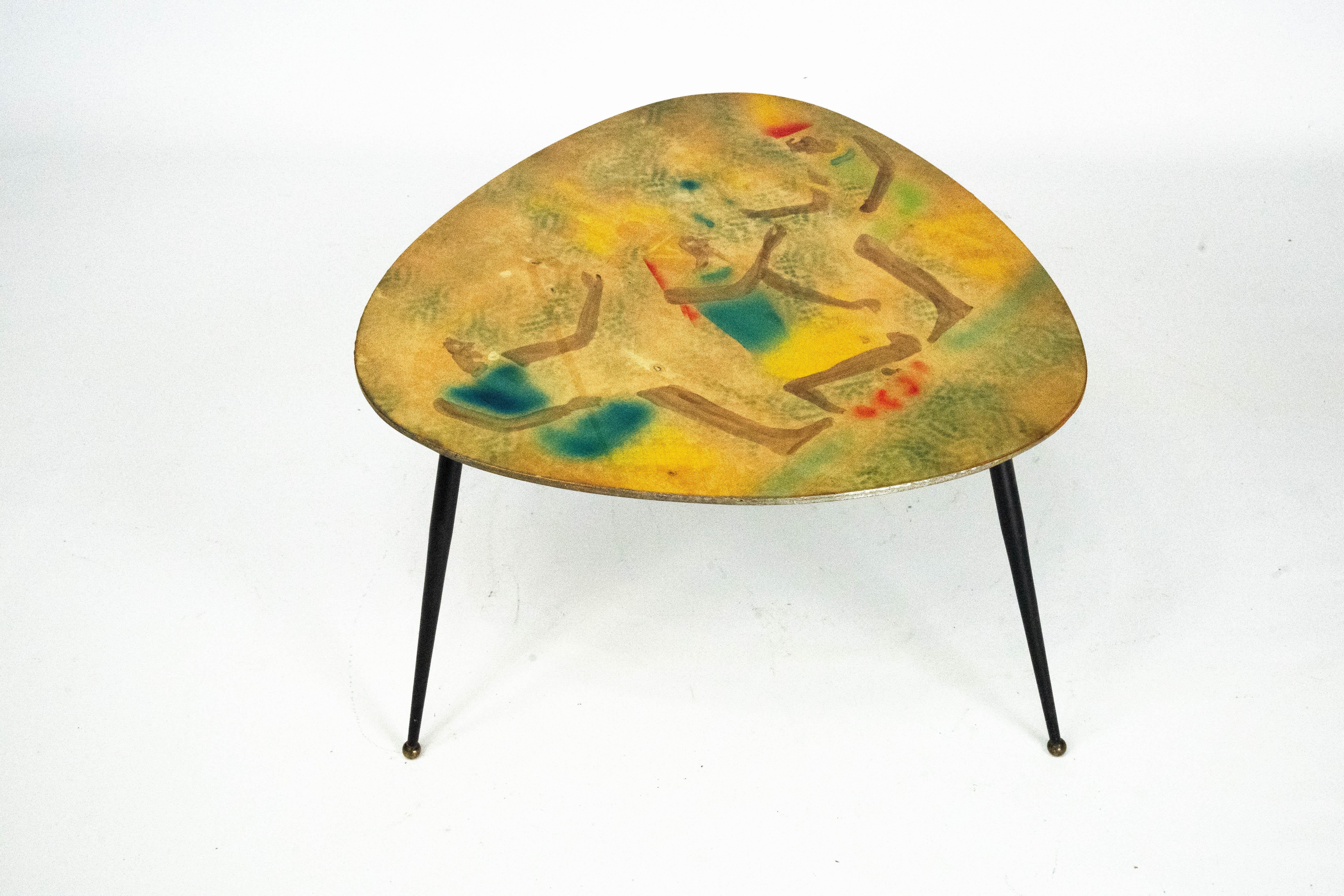 Metal Italian Mid-Century Modern Tripod Coffee Table, 1950s For Sale