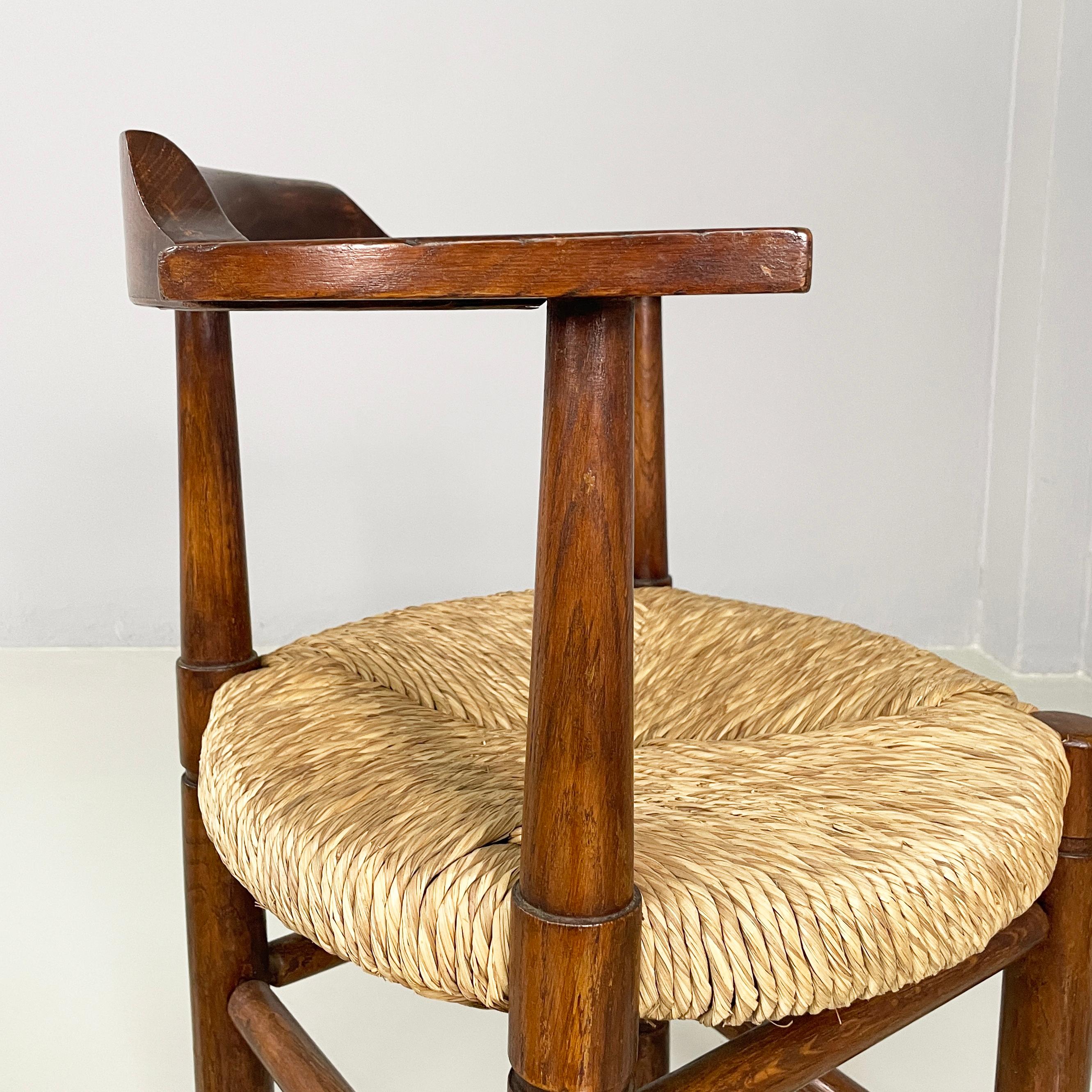 Italian mid-century modern Tub chairs in straw and wood, 1970s For Sale 4