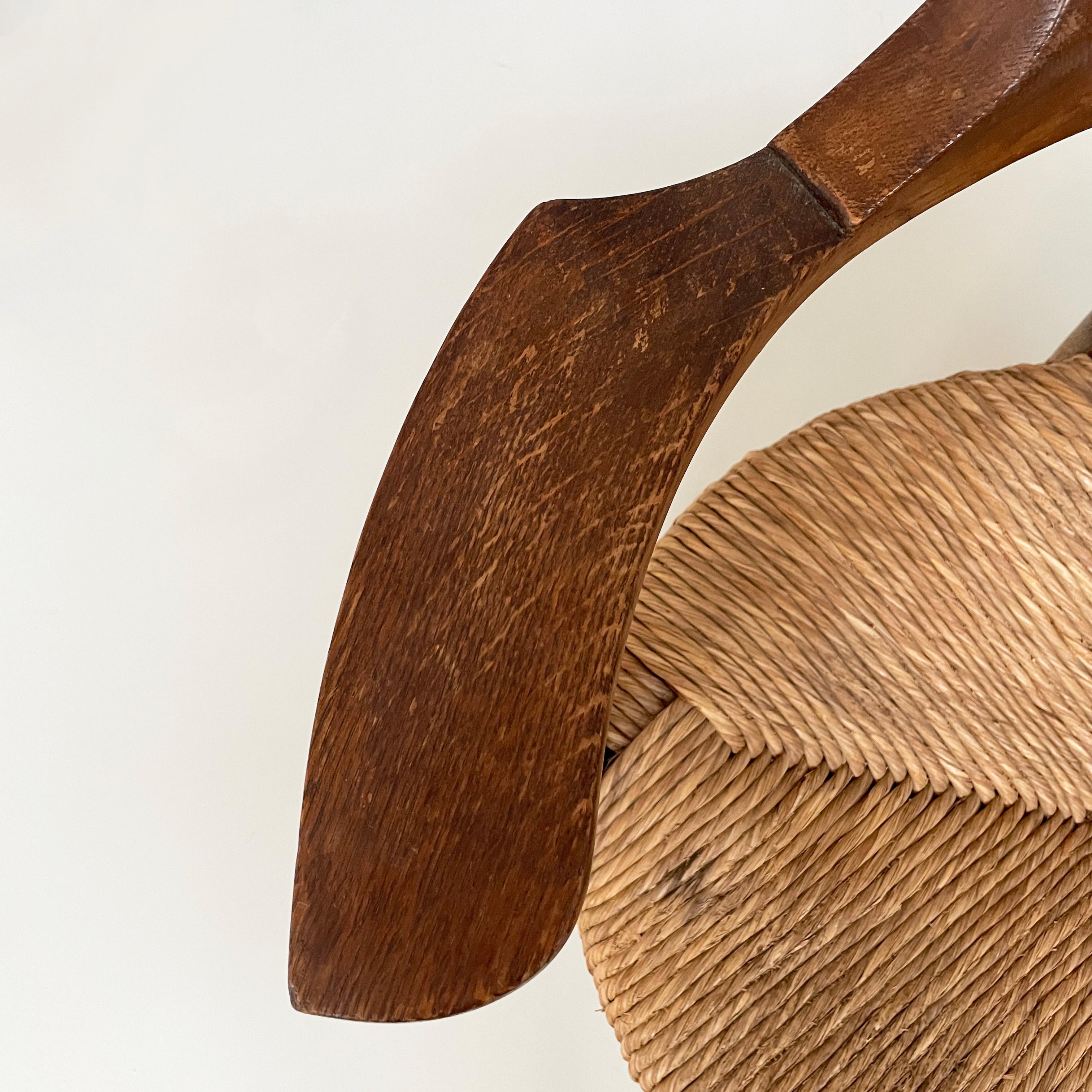 Italian mid-century modern Tub chairs in straw and wood, 1970s For Sale 5